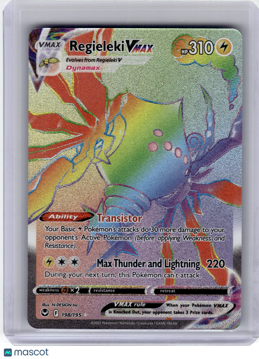 2022 Pokemon Regieleki VMAX Silver Tempest Secret Rare Holo #198 Near Mint