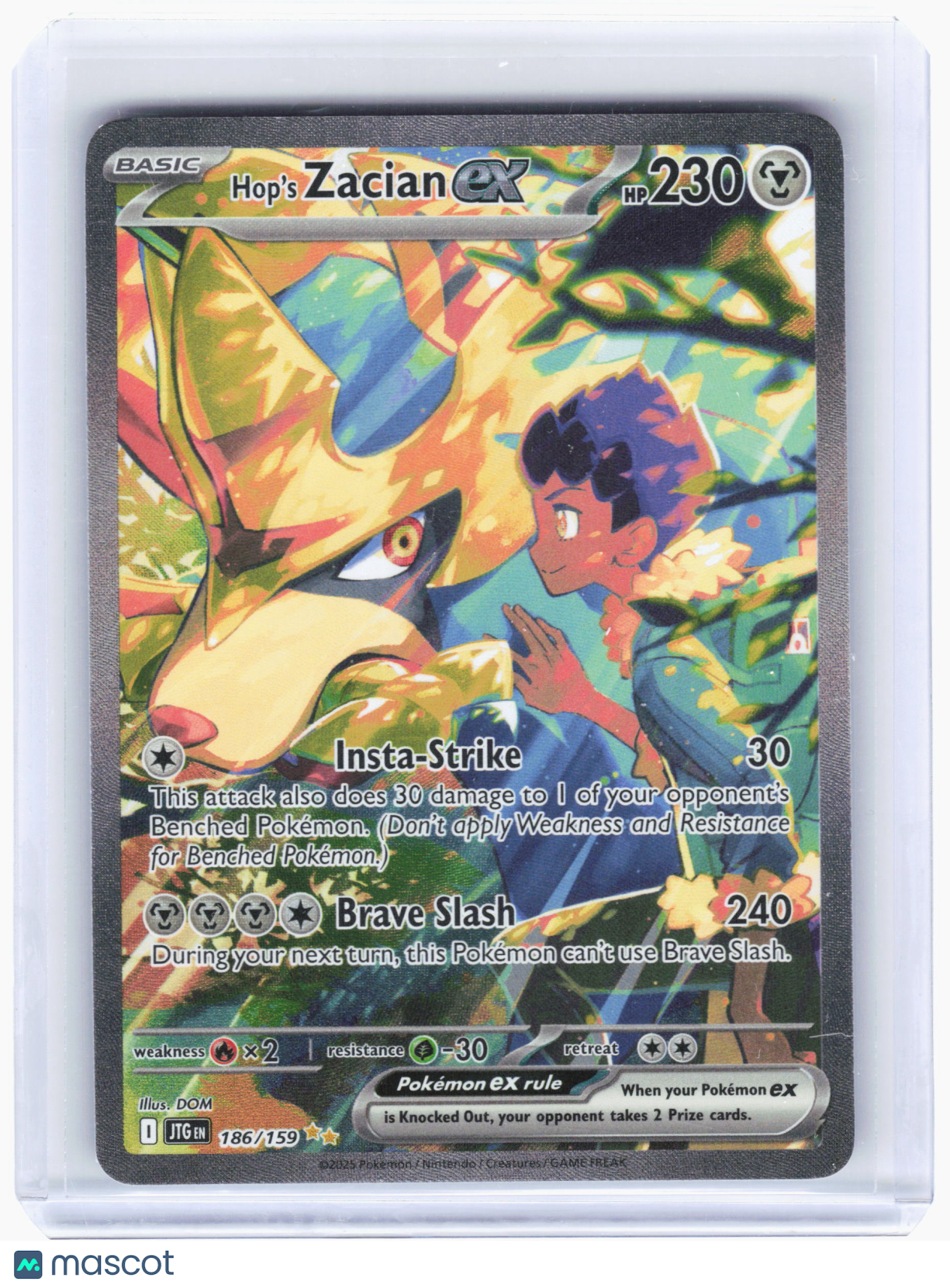 2025 Pokemon—Hop's Zacian EX #186/159 Journey Together— Near Mint
