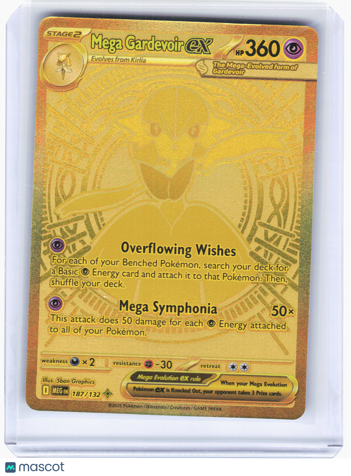 2025 Pokemon Mega Gardevoir EX Mega Evolution Mega Hyper Rare #187 Near Mint