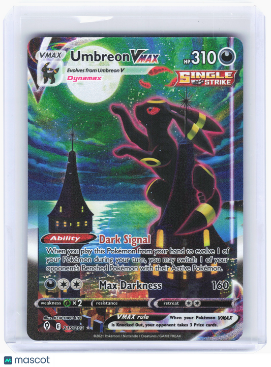 2021 Pokemon—Umbreon VMAX #215 Evolving Skies—Secret Rare Holo Alt Art Near Mint