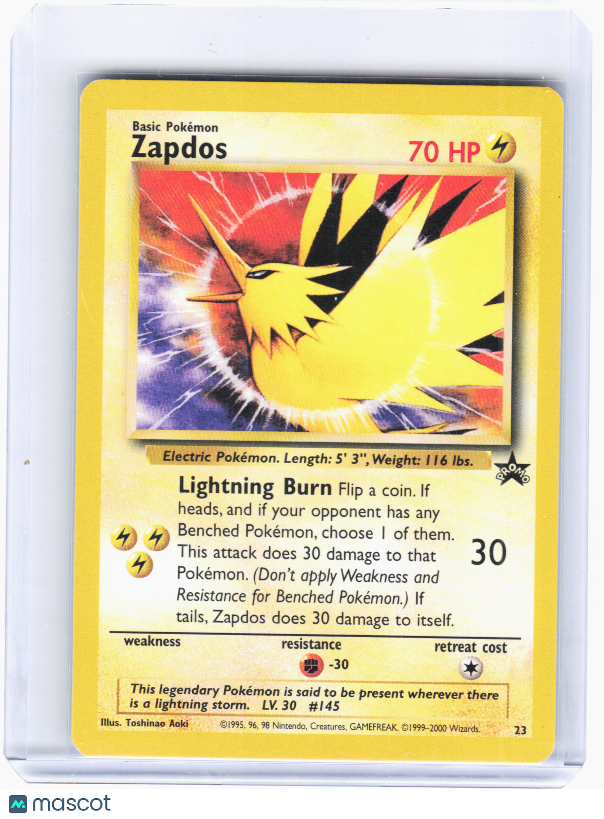 2000 —Zapdos #23 Pokemon Promos—Black Star Promo Near Mint