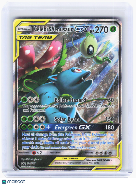 2019 Pokemon—Celebi & Venusaur GX #SM167 Sun & Moon Promos—Black Star Promo Holo
