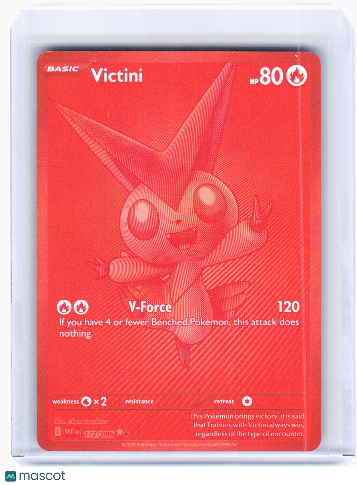 2025 Pokemon—Victini #172/086 White Flare—Black White Rare Holo