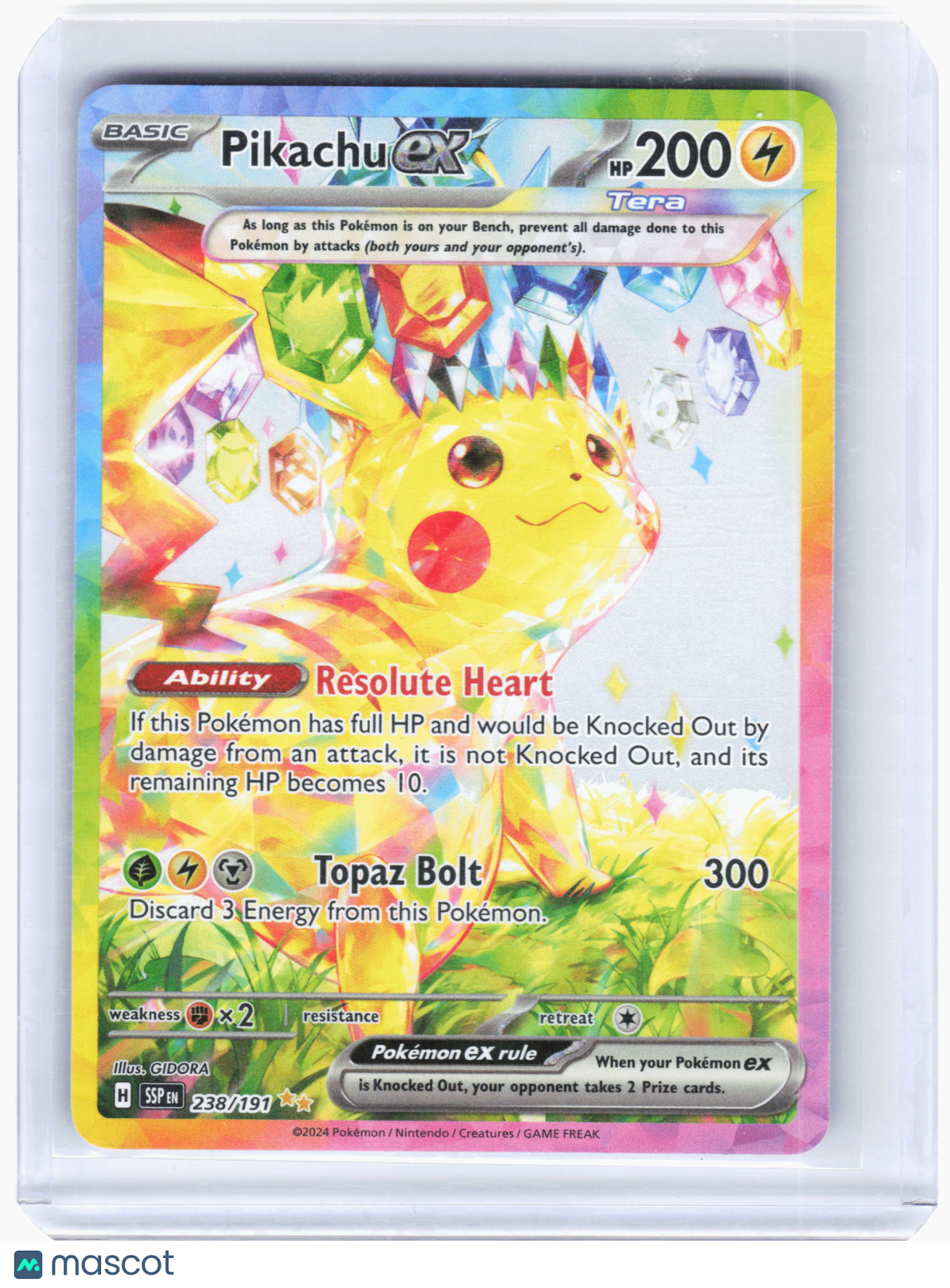 2024 Pokemon—Pikachu ex #238/191 Surging Sparks—Special Illustration Rare Holo
