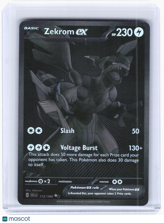 2025 Pokemon—Zekrom ex #172/086 Black Bolt—Black White Rare Holo