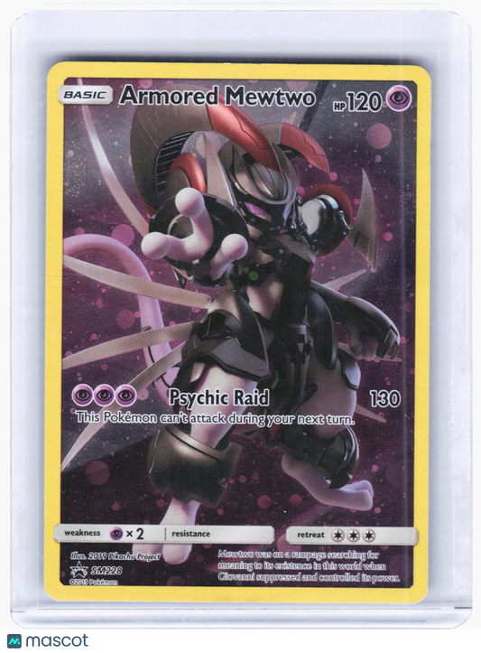 2019 Pokemon—Armored Mewtwo #228 Sun & Moon—Black Star Promo Holo Heavily Played