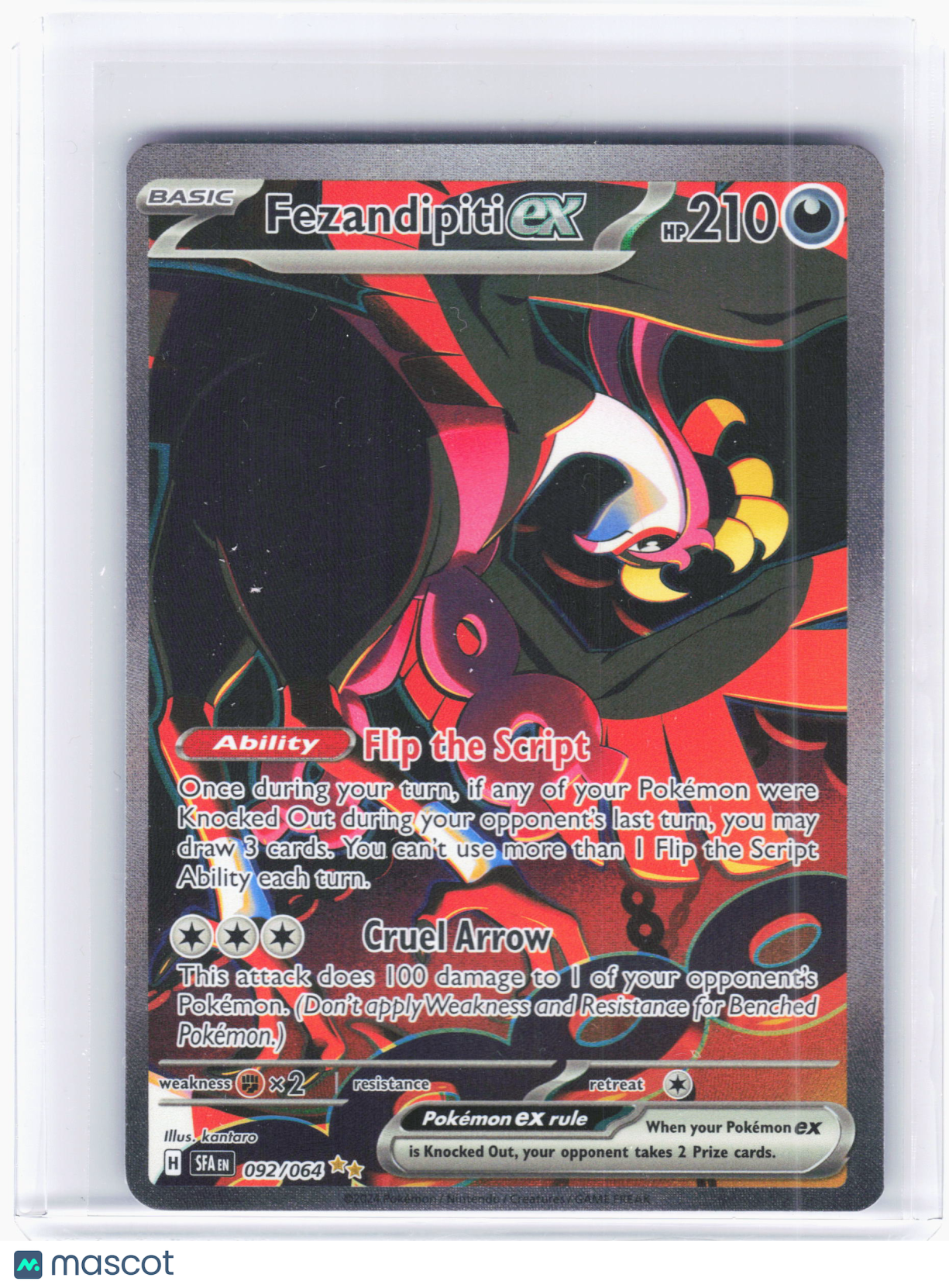 2024 Pokemon—Fezandipiti ex #092 Shrouded Fable—Special Illustration Rare Holo