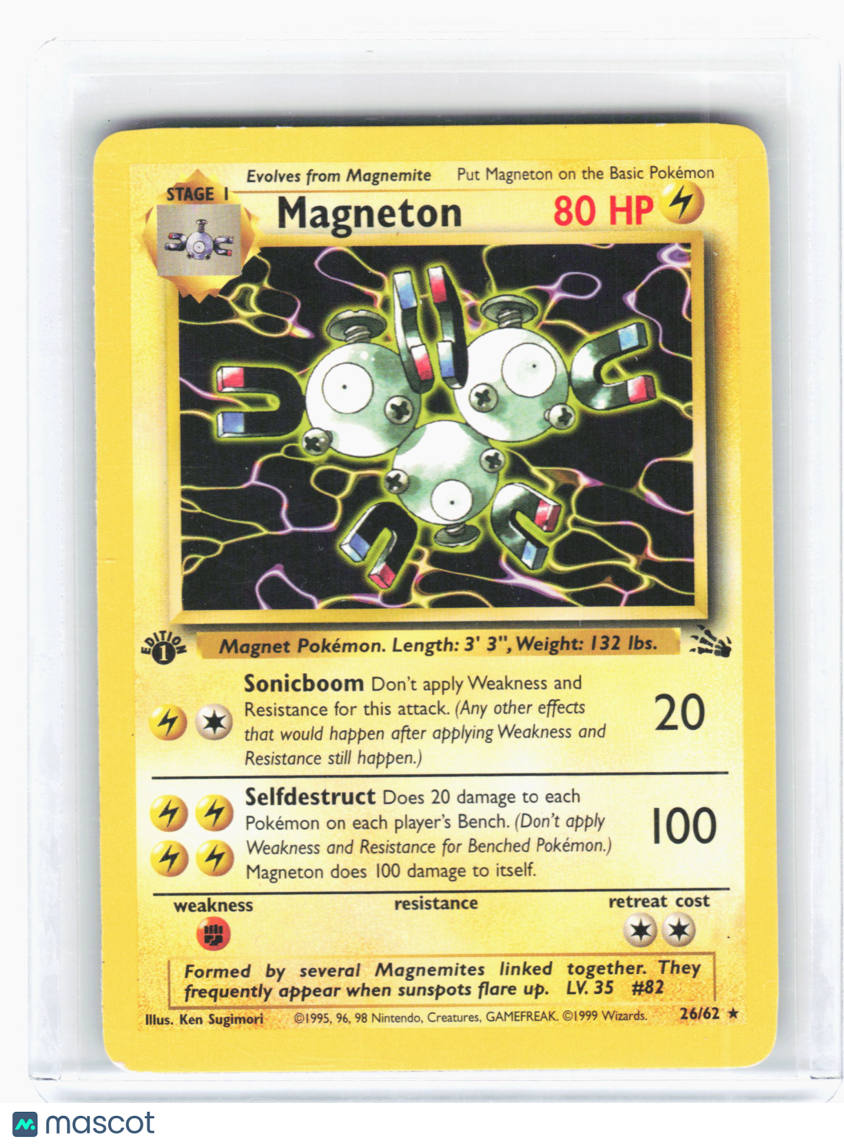 1999 Pokemon—Magneton #26 Fossil—Rare Holo Moderately Played 1st Edition