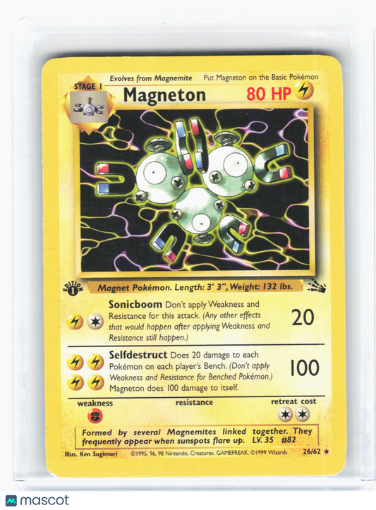 1999 Pokemon—Magneton #26 Fossil—Rare Holo Moderately Played 1st Edition