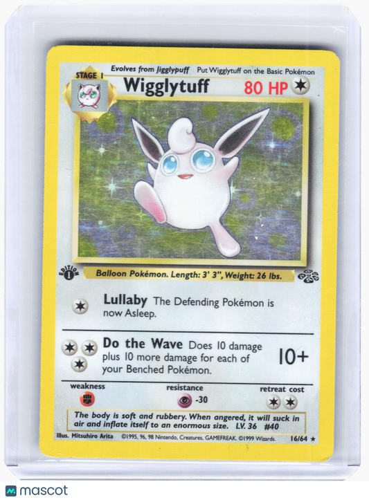 1999 Pokemon—Wigglytuff #16 Jungle—Rare Holo (Damaged) 1st Edition