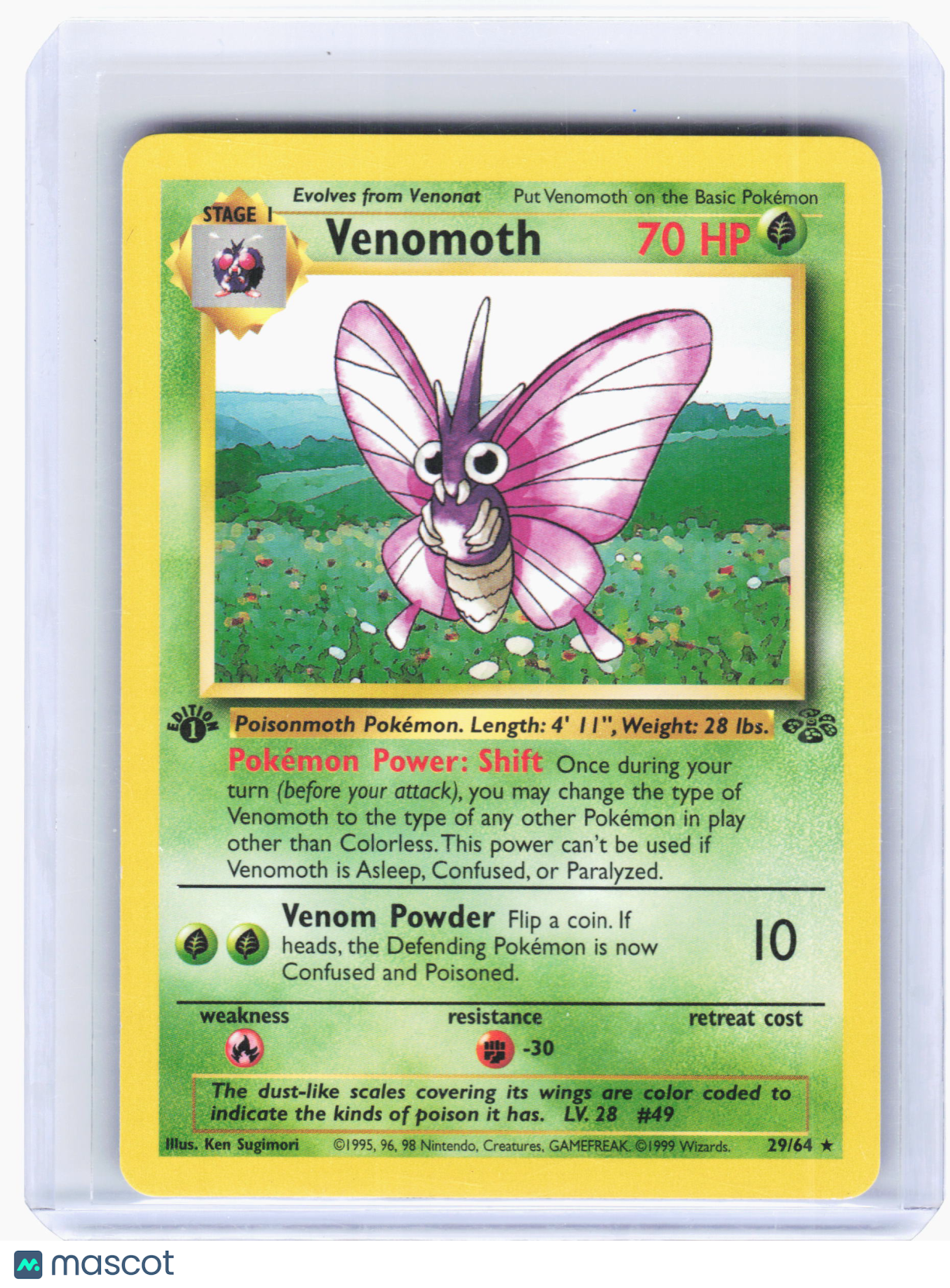 1999 Pokemon—Venomoth #29 Jungle—Rare Lightly Played 1st Edition