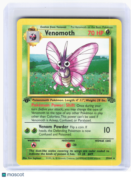 1999 Pokemon—Venomoth #29 Jungle—Rare Lightly Played 1st Edition