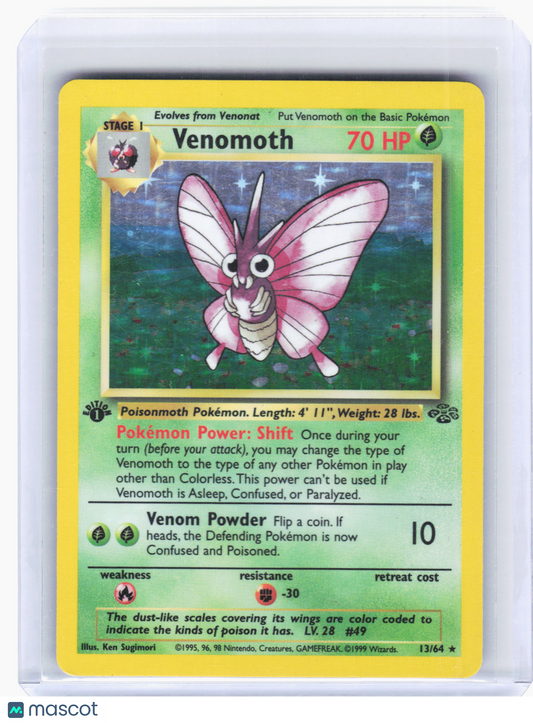 1999 Pokemon—Venomoth #13 Jungle—Rare Holo Heavily Played 1st Edition