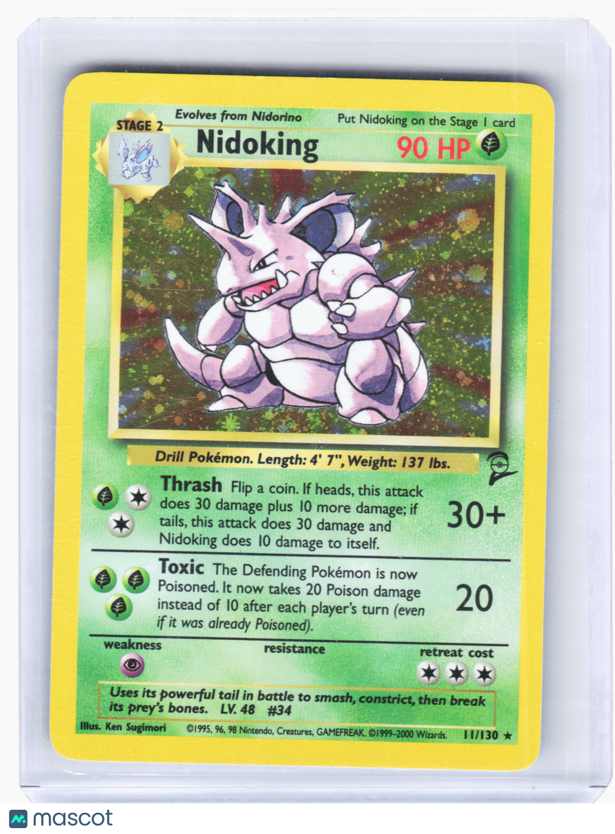 2000 Pokemon—Nidoking #11 Base Set 2—Rare Holo Lightly Played