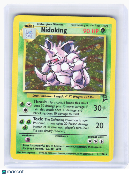 2000 Pokemon—Nidoking #11 Base Set 2—Rare Holo Lightly Played