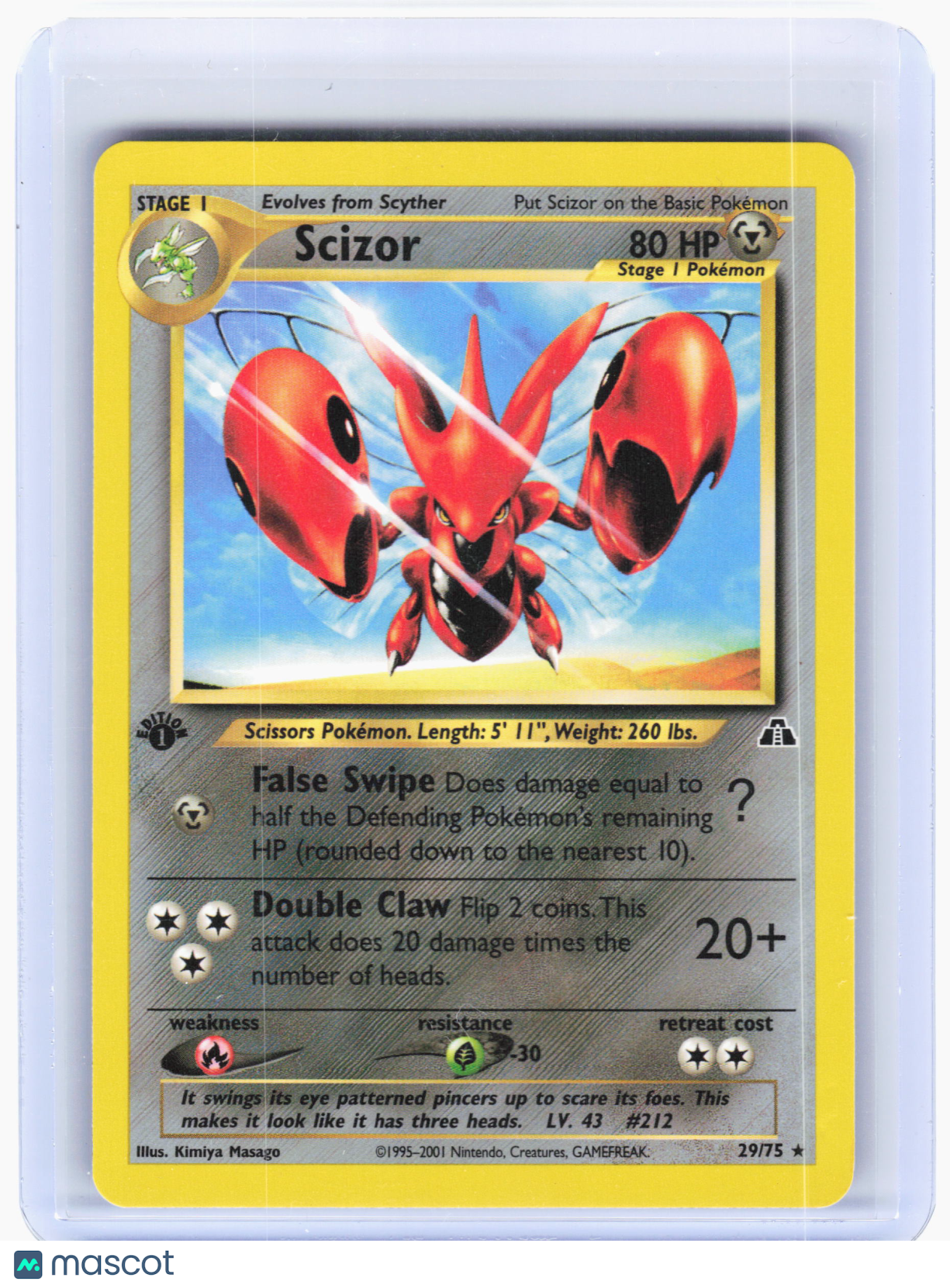 2001 Pokemon—Scizor #29 Neo Discovery—Rare Near Mint 1st Edition
