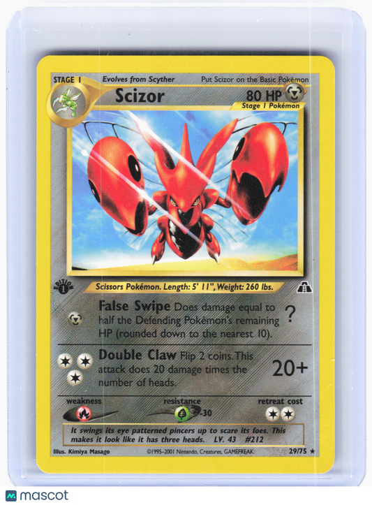 2001 Pokemon—Scizor #29 Neo Discovery—Rare Near Mint 1st Edition