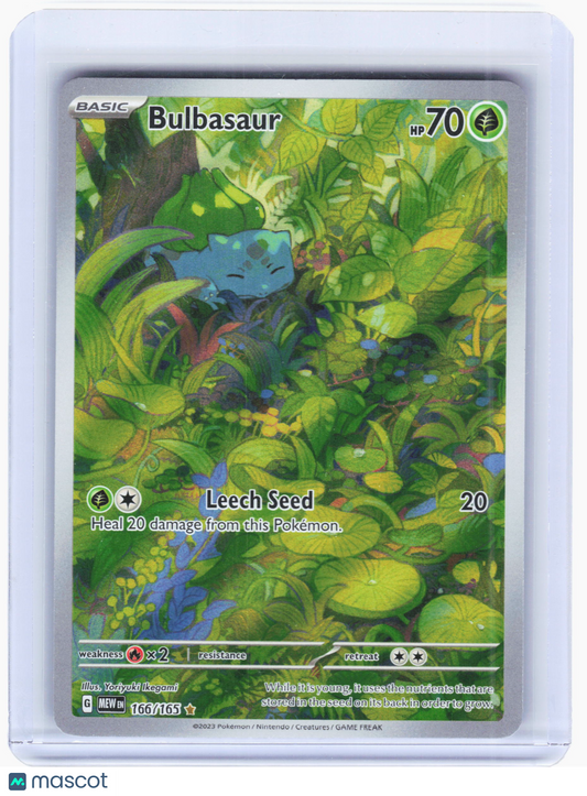 2023 Pokemon—Bulbasaur #166/165 Scarlet & Violet 151—Illustration Rare Foil