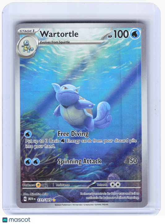 2023 Pokemon—Wartortle #171/165 Scarlet & Violet 151—Illustration Rare Foil