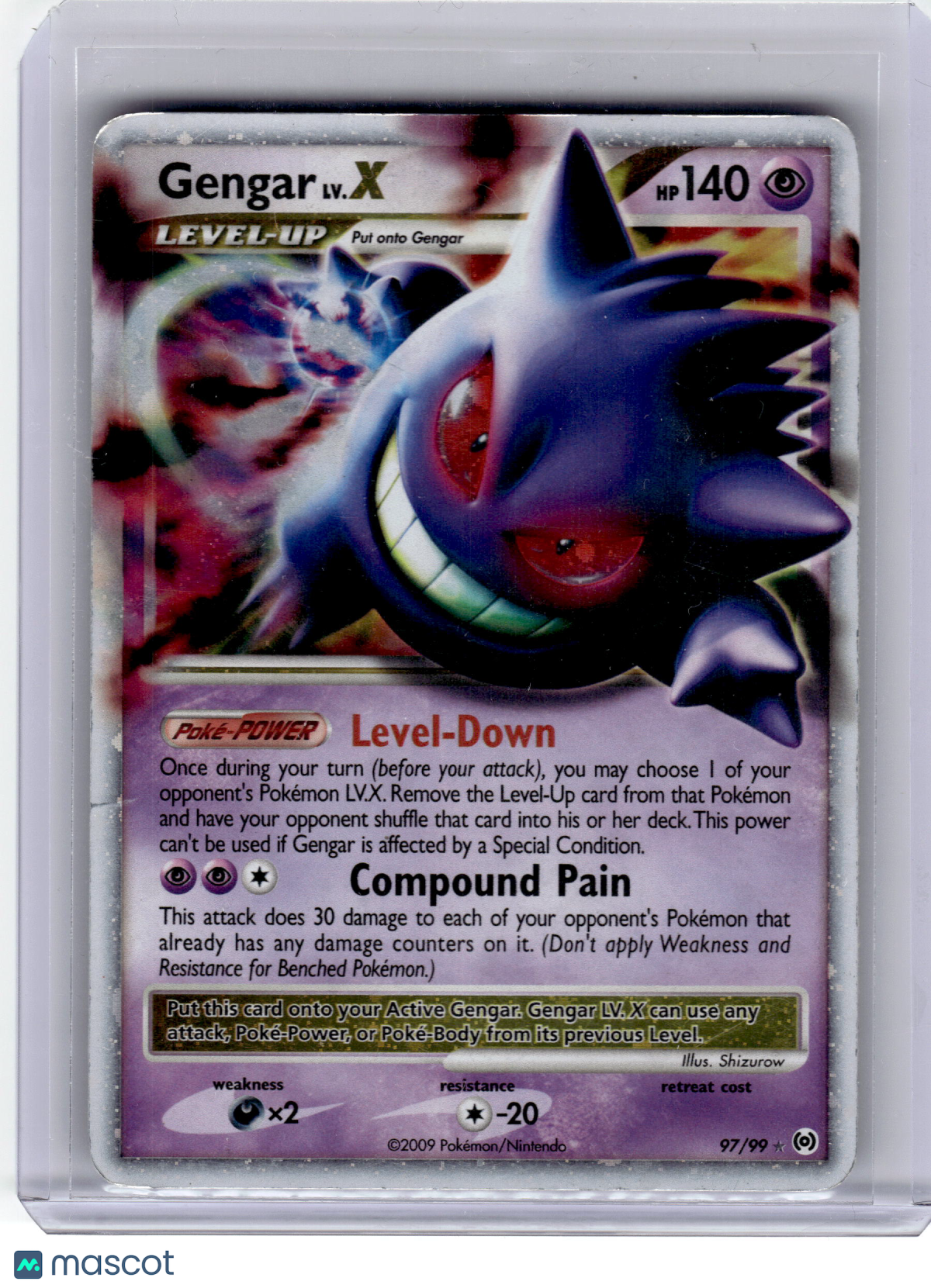 2009 Pokemon—Gengar LV.X #97 Arceus—Rare Holo (Damaged)