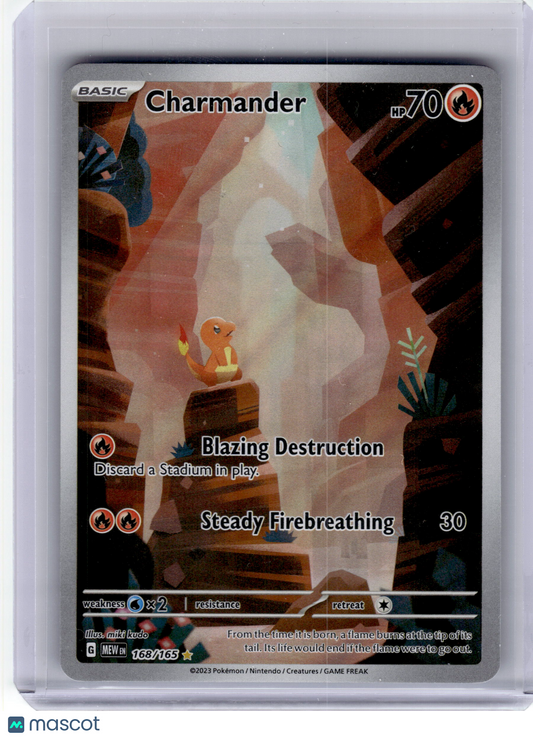 2023 —Charmander #168 Pokemon 151—Illustration Rare Holo Lightly Played