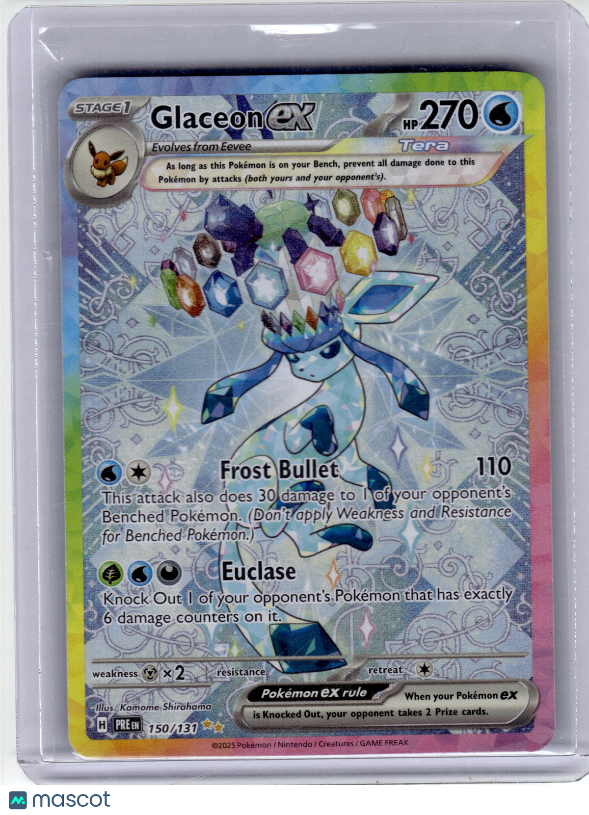 2025 Pokemon—Glaceon EX #150/131 Prismatic Evolutions— Heavily Played