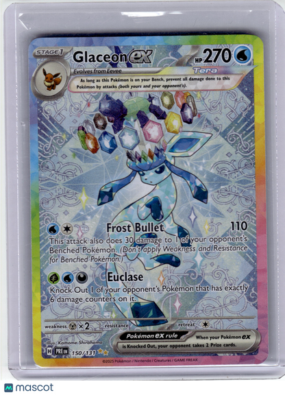 2025 Pokemon—Glaceon EX #150/131 Prismatic Evolutions— Heavily Played