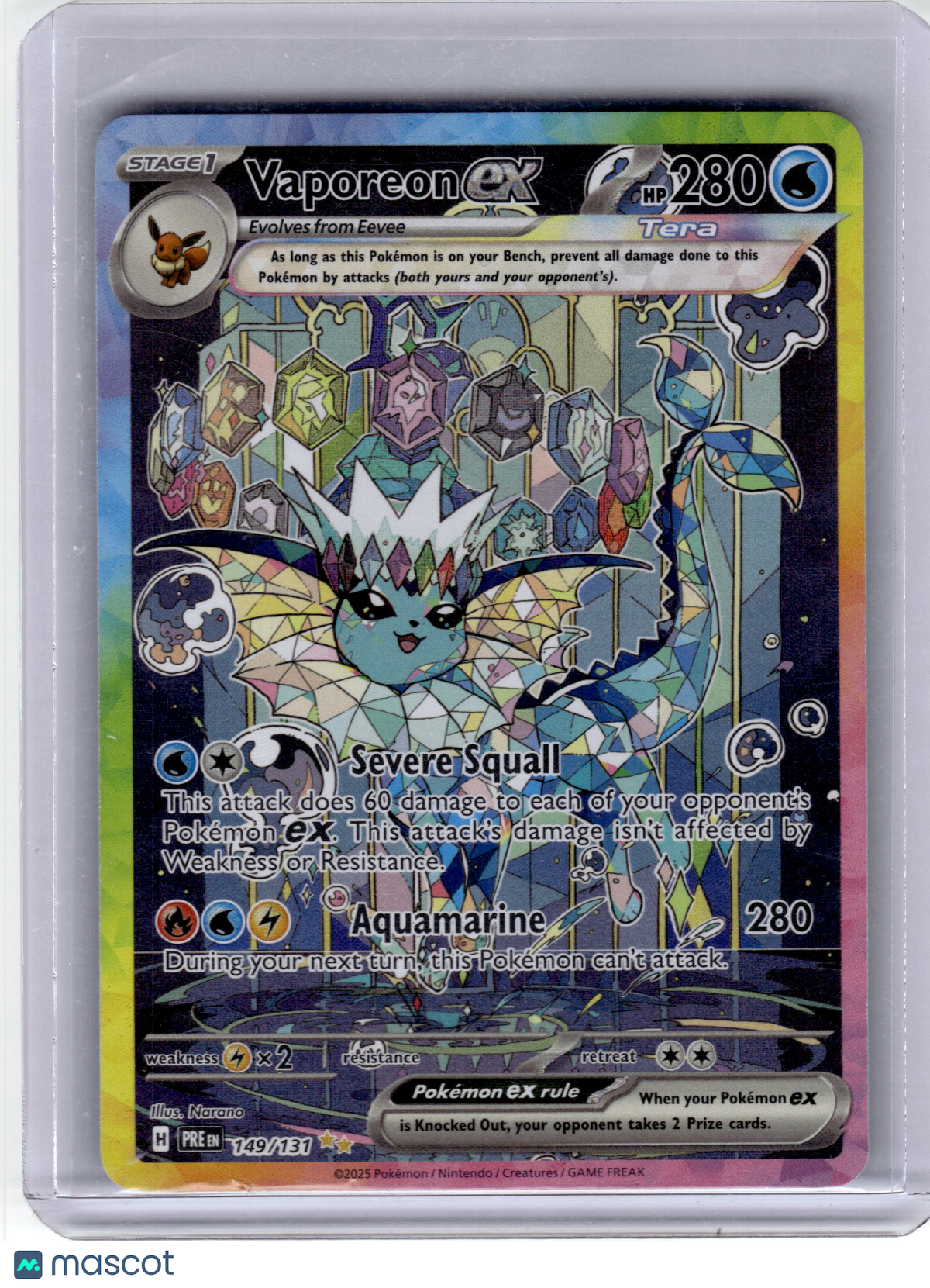 2025 Pokemon—Vaporeon EX #149 Prismatic Evolutions—Special Illustration Rare HP