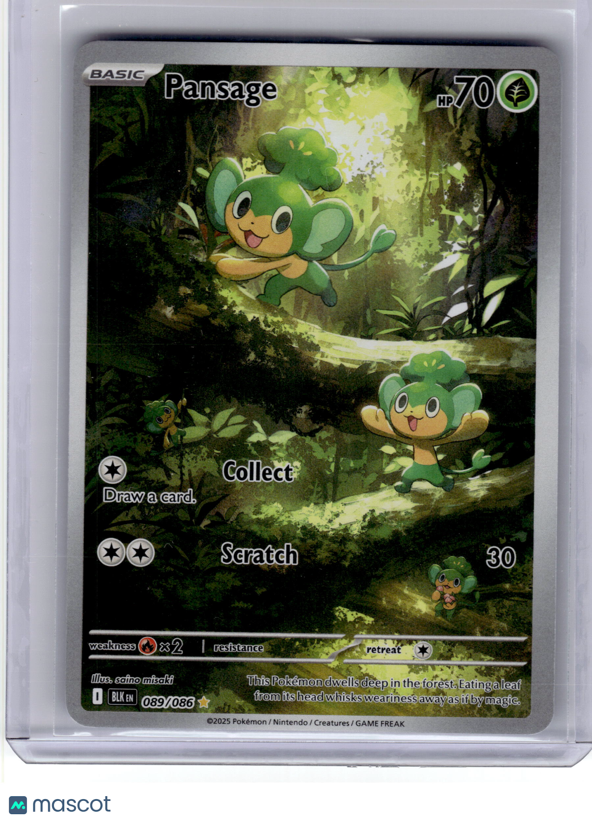 2025 Pokemon—Pansage #89 Black Bolt—Illustration Rare Holo