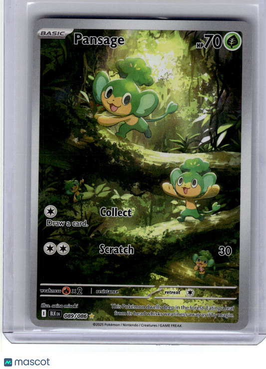2025 Pokemon—Pansage #89 Black Bolt—Illustration Rare Holo