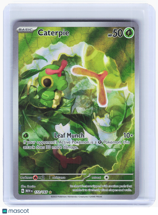 2023 Pokemon—Caterpie #172/165 Scarlet & Violet 151—Illustration Rare Foil