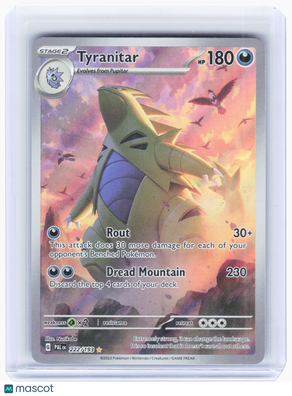 2023 Pokemon—Tyranitar #222/193 Paldea Evolved—Illustration Rare Foil