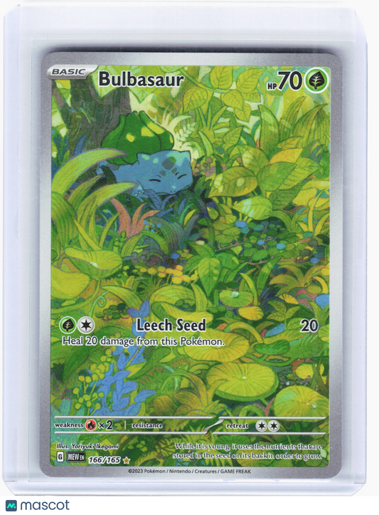 2023 Pokemon—Bulbasaur #166/165 Scarlet & Violet 151—Illustration Rare Foil