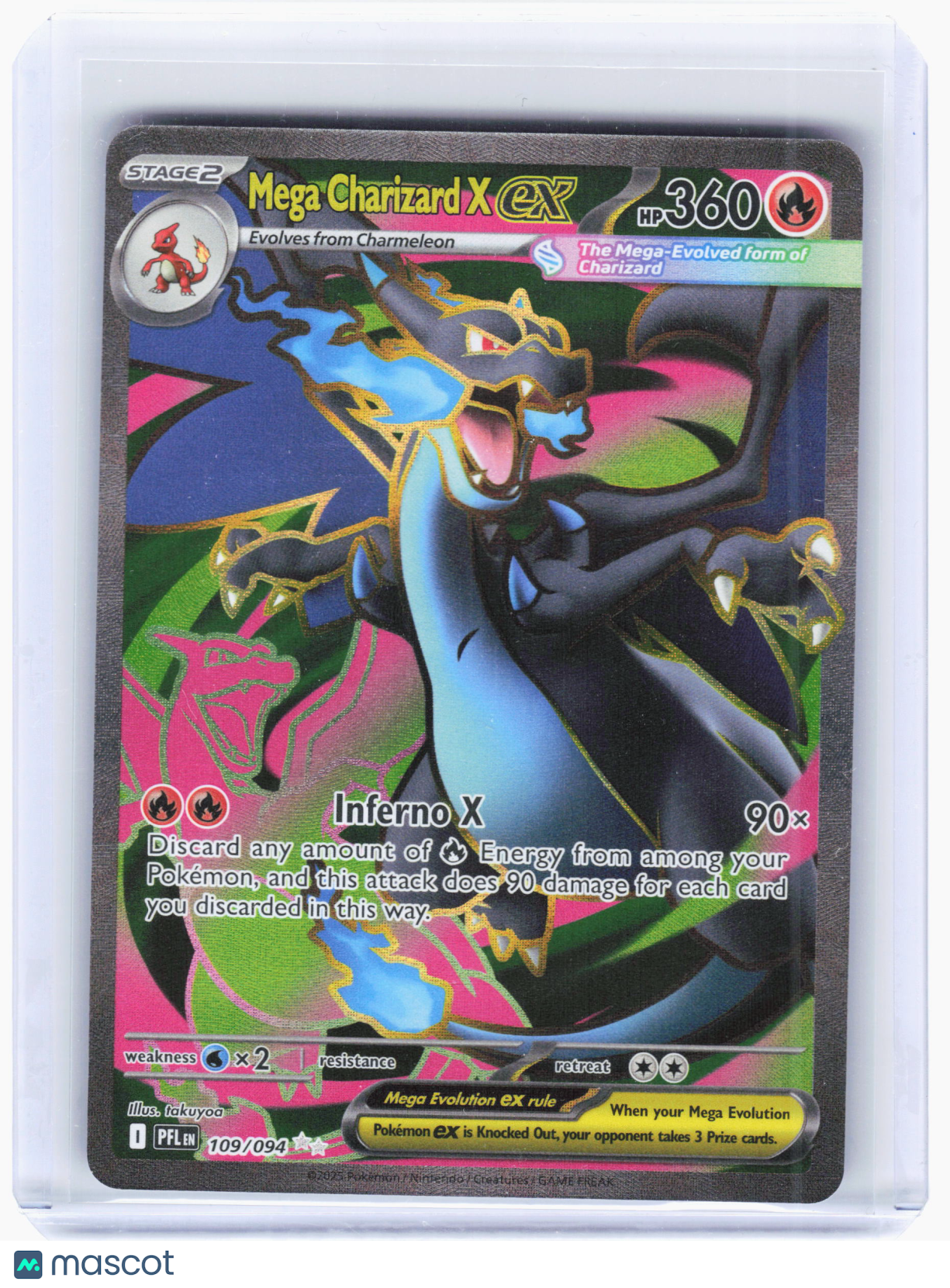 2025 Pokemon—Mega Charizard X ex #109/094 Phantasmal Flames—Ultra Rare Holo