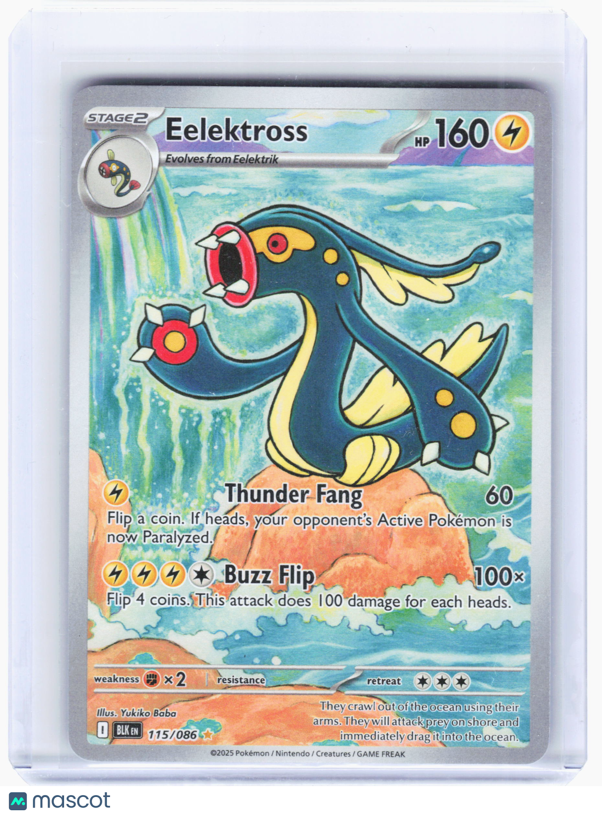 2025 Pokemon—Eelektross #115/086 Black Bolt—Illustration Rare Foil