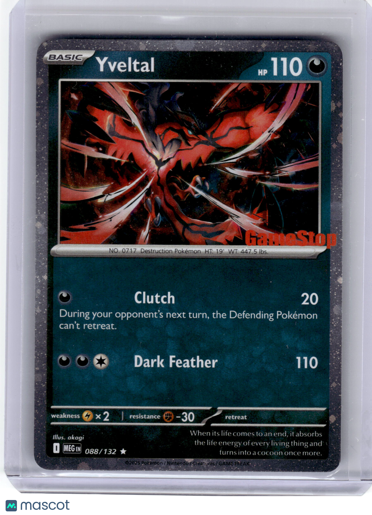 2025 Pokemon—Yveltal #88 Mega Evolution—Rare Holo (Stamped) Near Mint