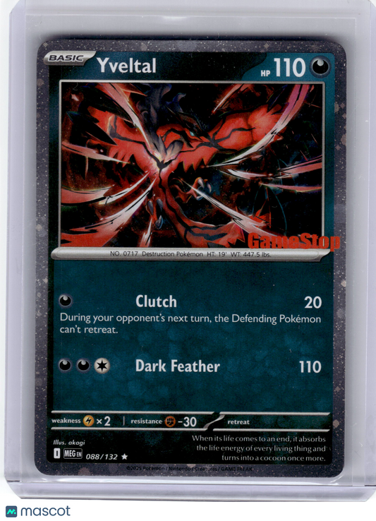 2025 Pokemon—Yveltal #88 Mega Evolution—Rare Holo (Stamped) Near Mint