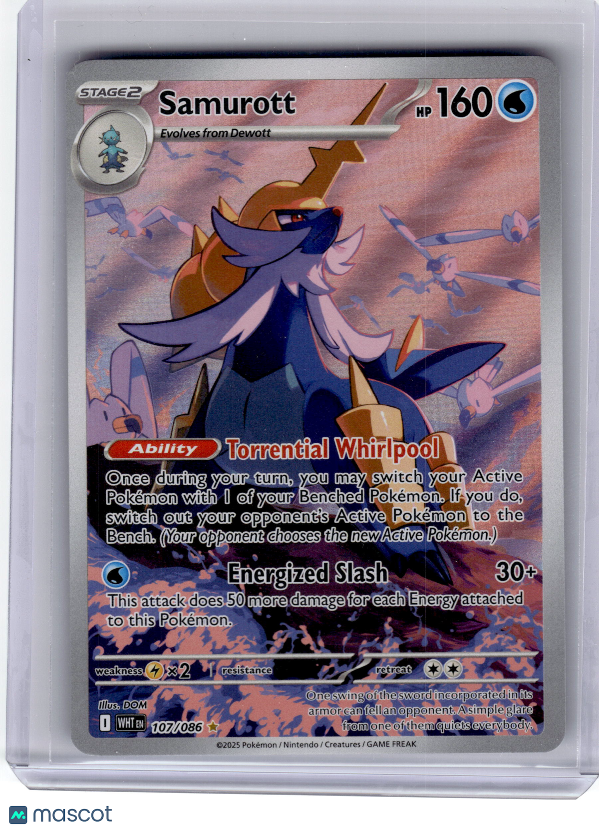 2025 Pokemon—Samurott #107 White Flare—Illustration Rare Near Mint