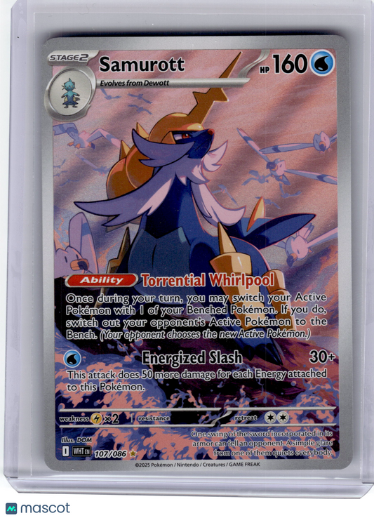2025 Pokemon—Samurott #107 White Flare—Illustration Rare Near Mint