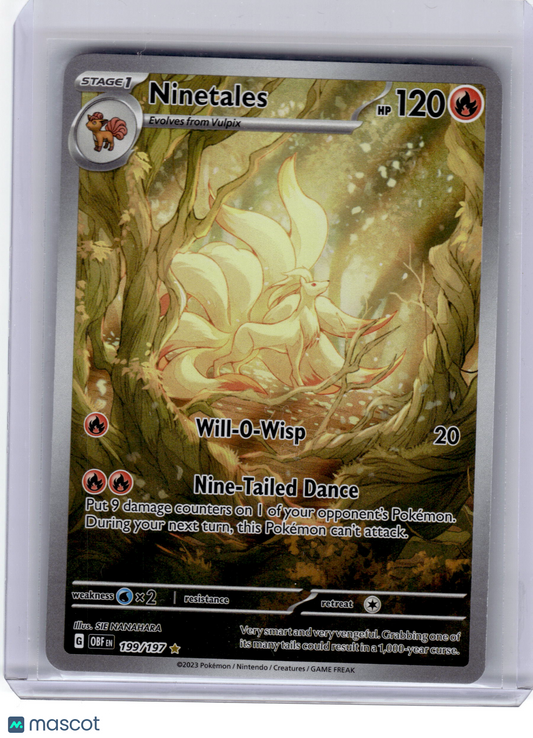 2023 Pokemon—Ninetales #199 Obsidian Flames—Illustration Rare Holo Near Mint