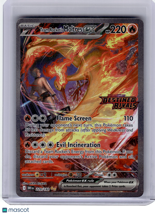 2025 Pokemon—Team Rocket's Moltres EX #229 Destined Rivals—SIR Holo Near Mint