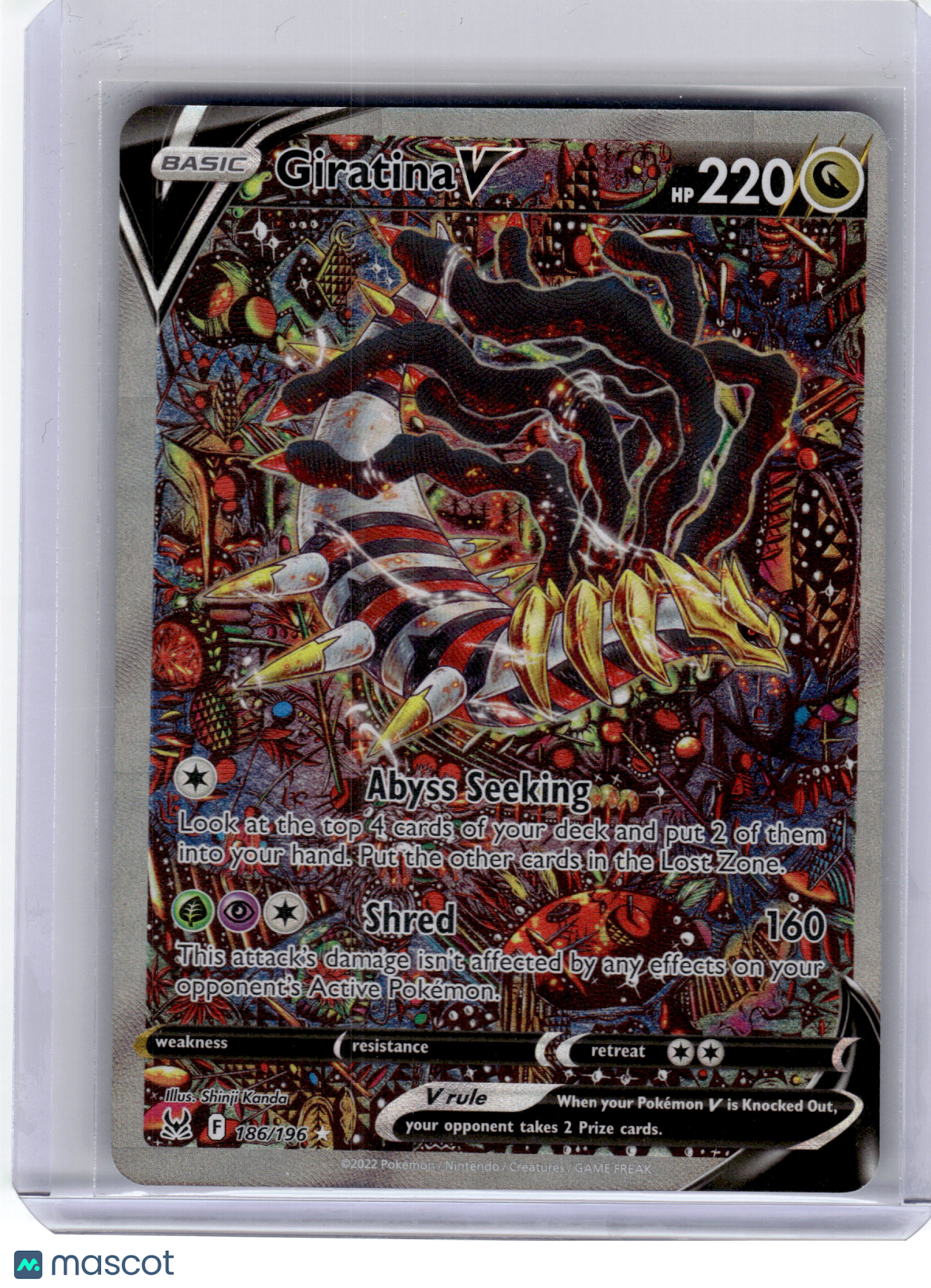 2022 Pokemon—Giratina V #186/196 Lost Origin— Near Mint FA