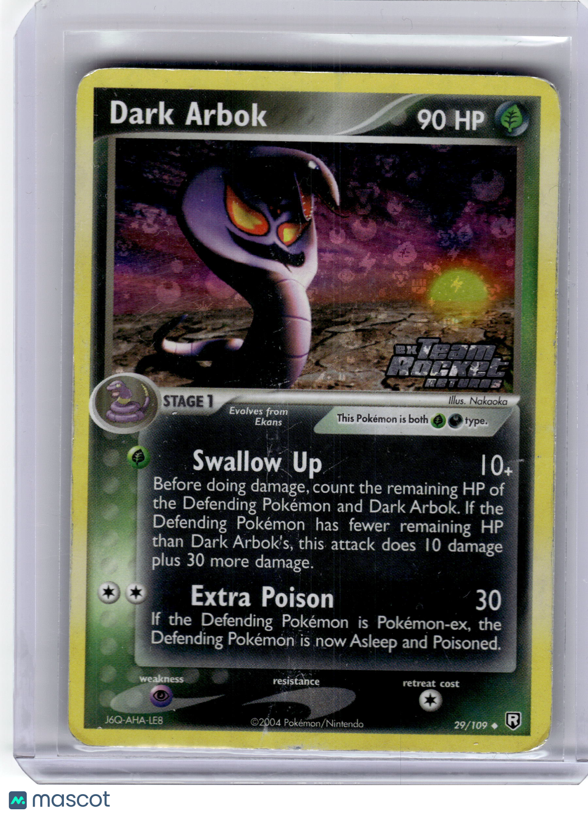 2004 Pokemon—Dark Arbok #29/109 Team Rocket Returns— Damage
