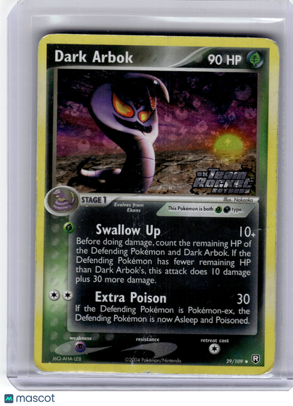 2004 Pokemon—Dark Arbok #29 Team Rocket Returns—Rare Damage