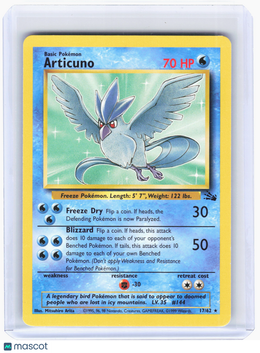 1999 Pokemon—Articuno #17/62 Fossil—Rare Non-Foil [Moderately Played]