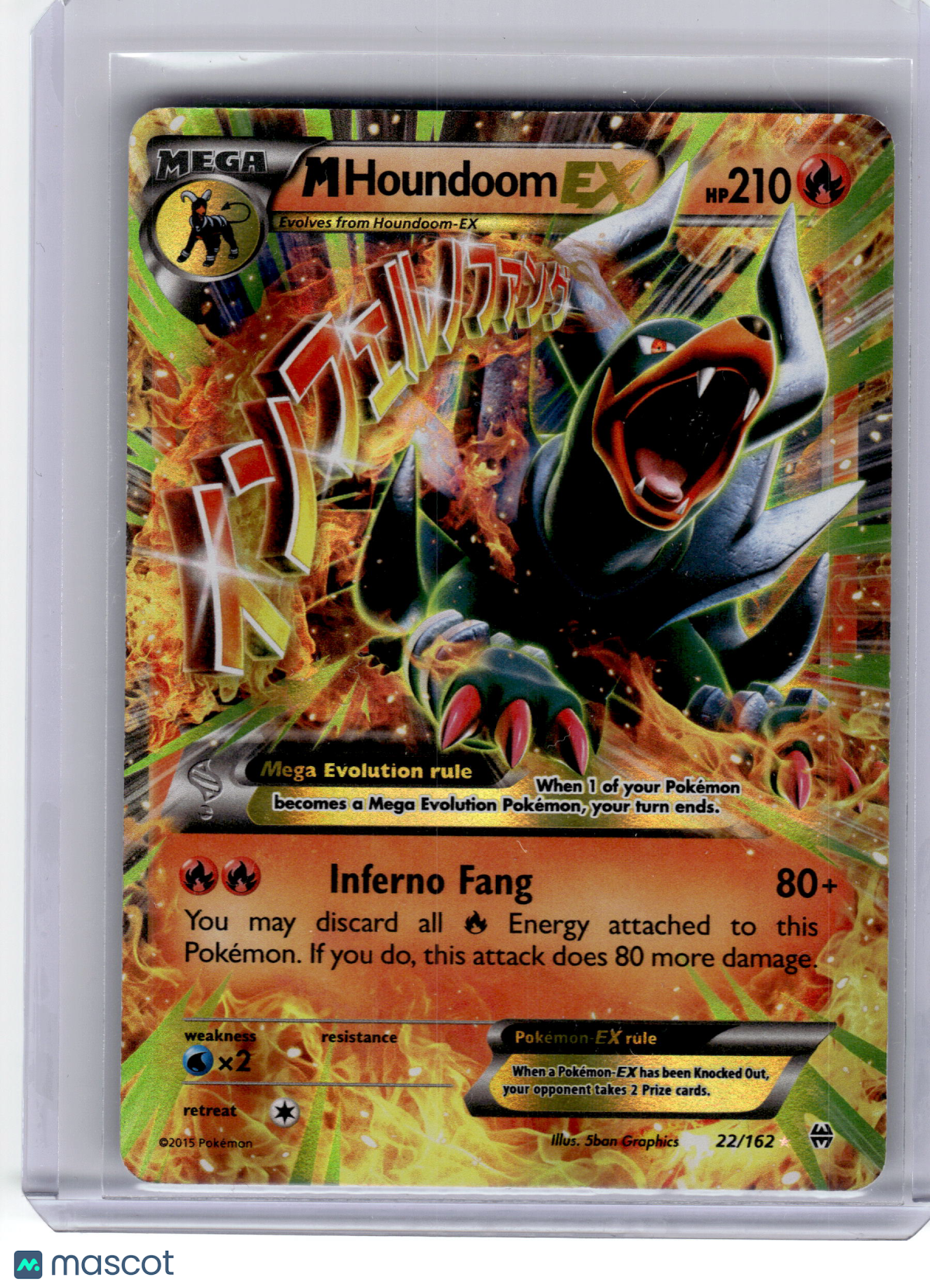 2015 Pokemon—M Houndoom EX #22 BREAKthrough—Ultra Rare Holo Heavily Played