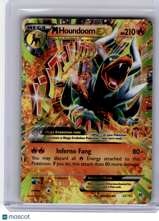 2015 Pokemon—M Houndoom EX #22 BREAKthrough—Ultra Rare Holo Heavily Played