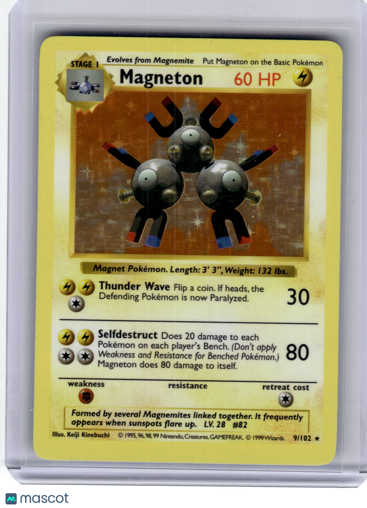 1999 Pokemon—Magneton #9/102 Base Set—Rare Holo [Moderately Played] Shadowless