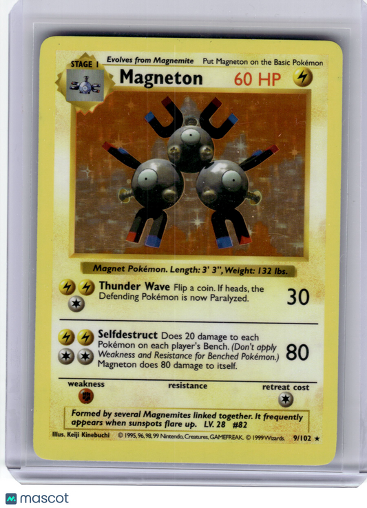 1999 Pokemon—Magneton #9/102 Base Set—Rare Holo [Moderately Played] Shadowless