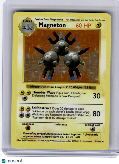 1999 Pokemon—Magneton #9/102 Base Set— Shadowless [Moderately Played]